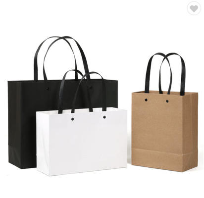Cá nhân hóa Kraft Túi đựng hàng hóa Túi mua sắm màu nâu Logo màu đen được in